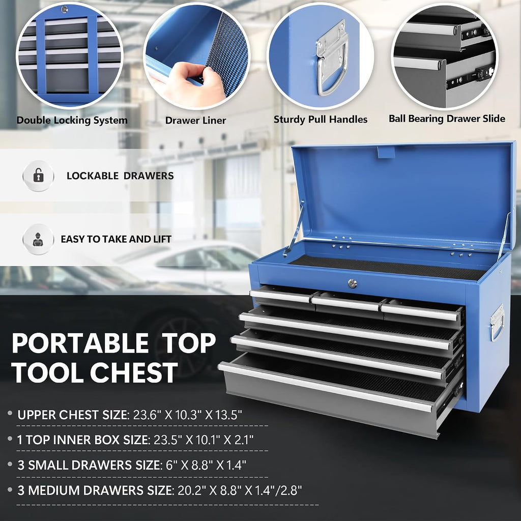 Rolling Tool Chest with Wheels 8 Drawers, Assembled Tool Cabinet Combo with Drawers, Detachable Organizer Tool Chests, Mobile Lockable Tool Box for Workshop Mechanics Garage