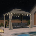 PURPLE LEAF 10' x 12' Outdoor Hardtop Gazebo, Champagne Aluminum Frame with Galvanized Steel Double Roof, Curtains and Netting for Patio Lawn and Garden
