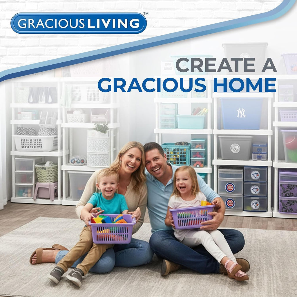 Gracious Living 4 Shelf Fixed Height Solid Light Duty Storage Unit 12 x 24 x 48 for Home, Garage, Basement, & Laundry, White (4 Pack)