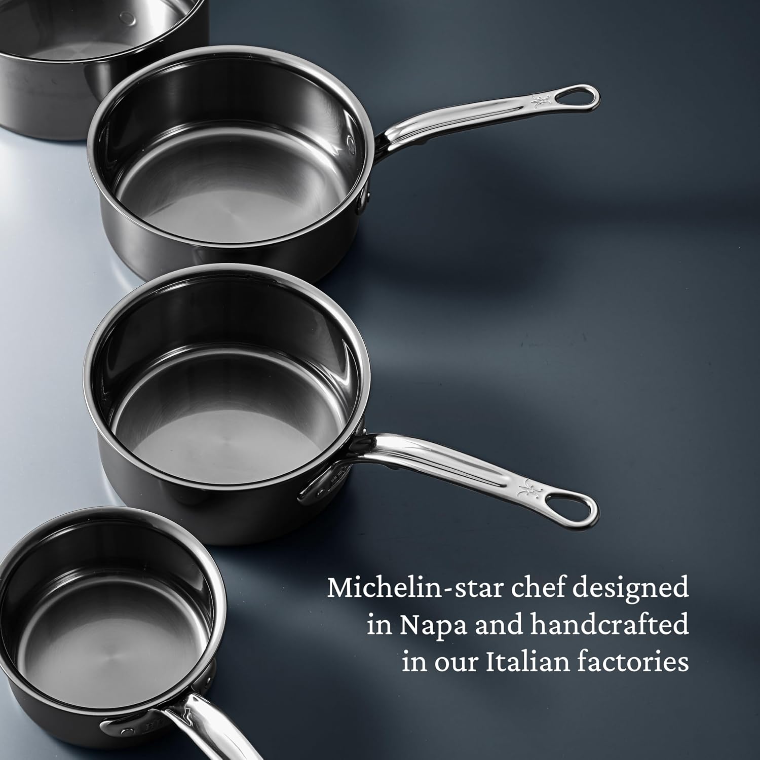 Hestan NanoBond Molecular Titanium Saucepan with Lid, 2-Quart - PFAS-Free Stainless Steel, 4x Stronger, 1050°F Oven Safe, Induction Compatible, Handcrafted Italy