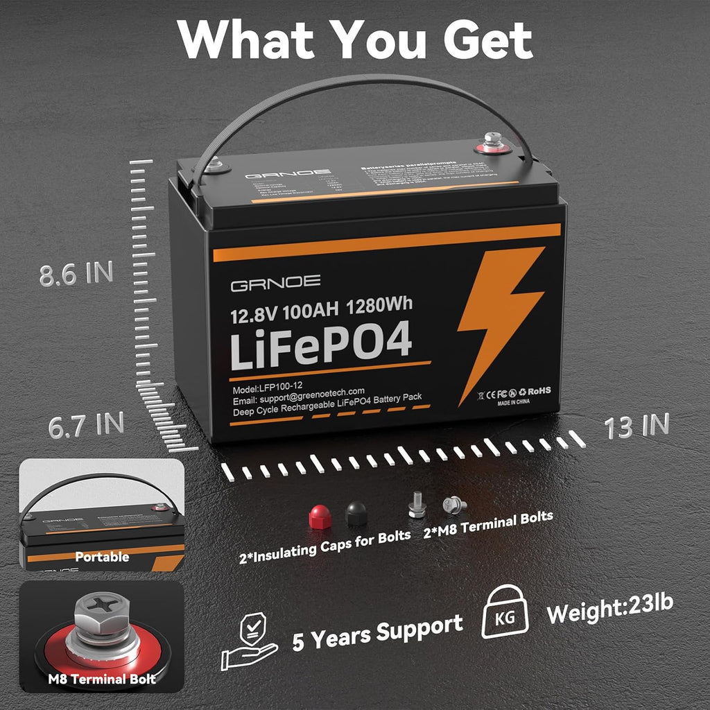 12V 100Ah LiFePO4 Lithium Battery Group 31 (3-Pack) with Built-in 100A BMS, Low-Temp Protection Up to 15000 Deep Cycles Rechargeable Battery for RV, Marine, Solar System, Van, Trailer, Backup