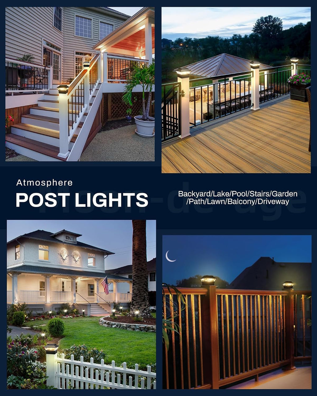 4x4 4x6 Fence Lights Solar Powered, Outdoor Post Cap Lights Yard Deck Garden Patio Mailbox Decorations 25 Lumens, 3000K Ip65 Waterproof, Black - 10 Pack