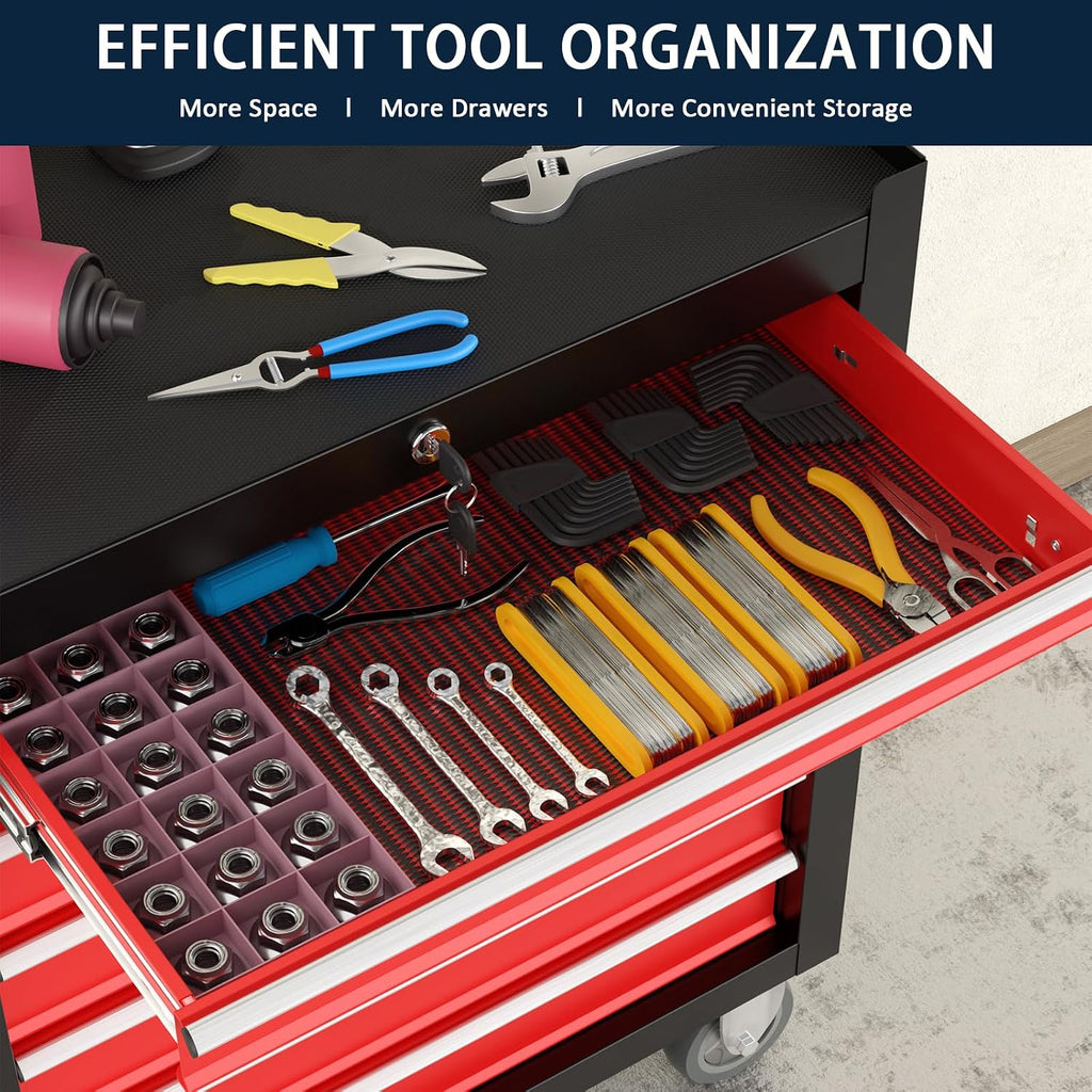 7-Drawer Metal Rolling Tool Chest with Wheels,Tool Storage Cabinet with Locking System，Toolbox with Wheels for Garage, Warehouse, Workshop, Repair Shop