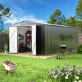 10 x 14 FT Outdoor Storage Shed, Metal Waterproof Storage Shed Steel Utility Garden Tool Shed with Door & Lock Outdoor Storage,All-Weather Shelter for Bike, Gardening Tools, Lawn Mowers