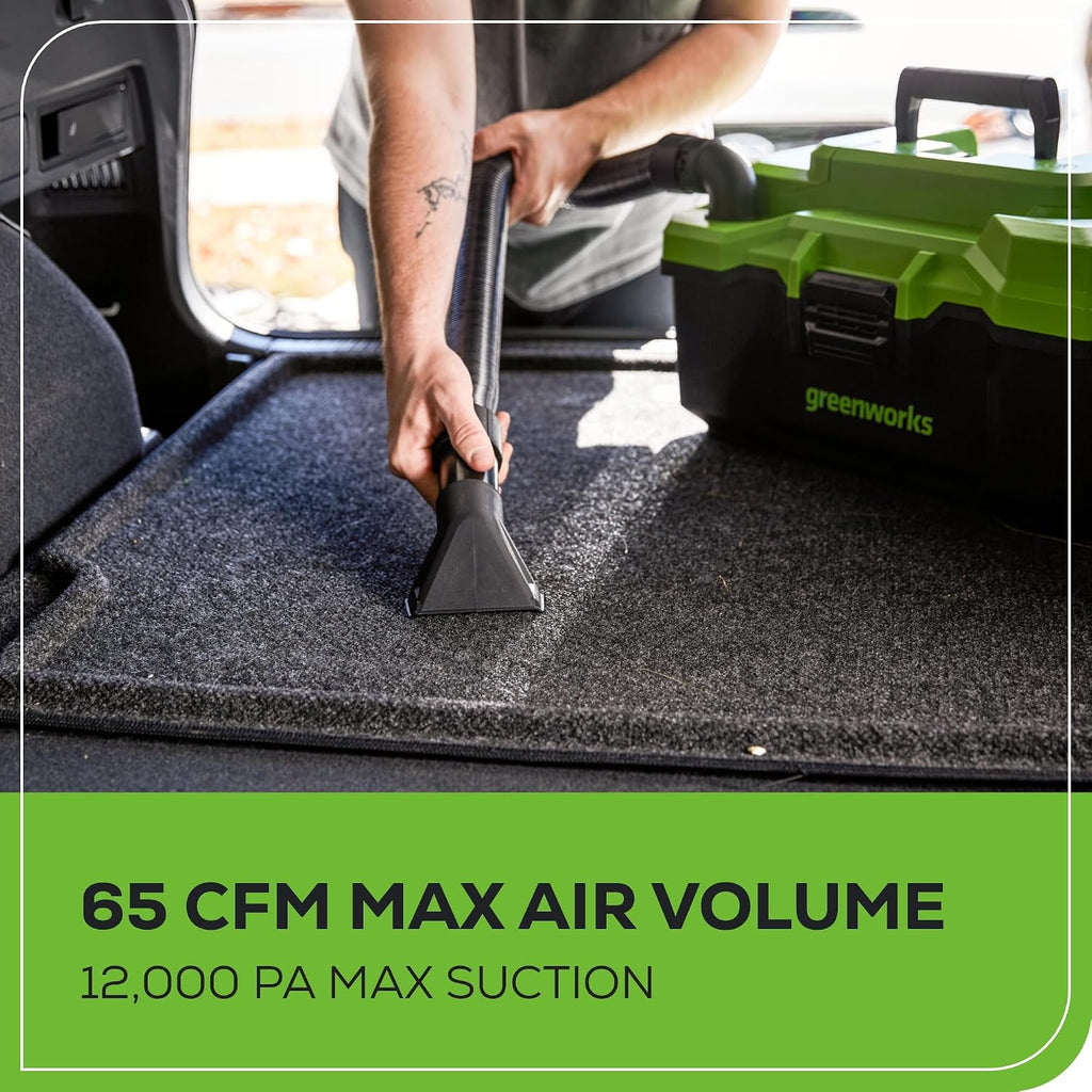 Greenworks 24V Brushless (3 Gallon) Cordless Wet / Dry Shop Vacuum + Accessories, Tool Only