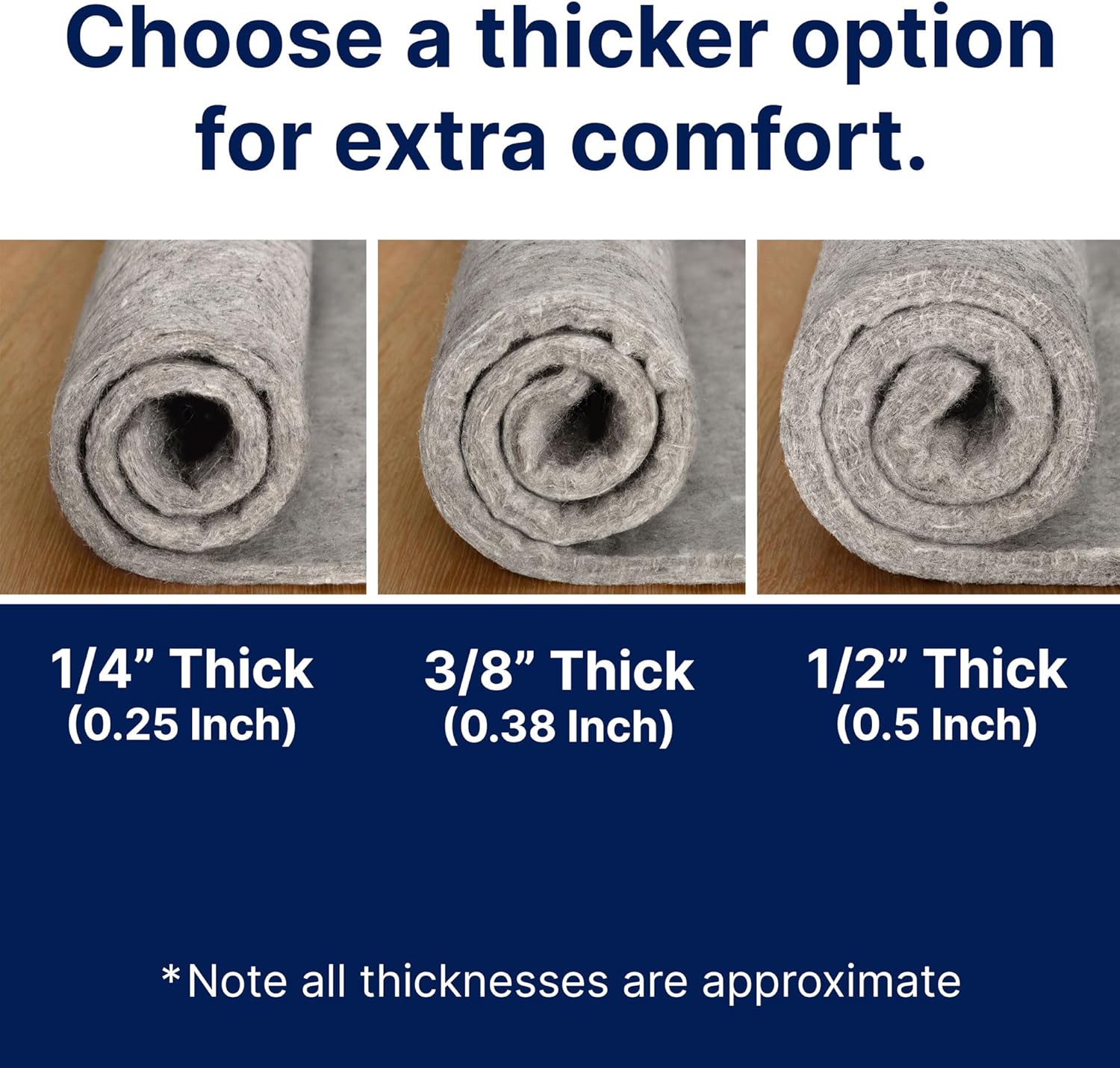 RUGPADUSA - Basics - 9'x13' - 1/4' Thick - 100% Felt - Protective Cushioning Rug Pad - Safe for All Floors and Finishes Including Hardwoods