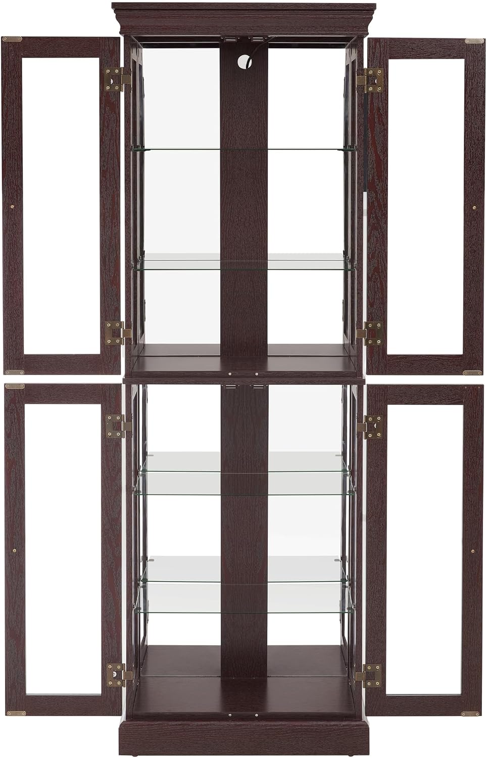 Ball & Cast Lighted Curio Cabinet,6-Tier Glass Display Cabinet with Adjustable Glass Shelves and Mirrored Back Panel for Living Room,Pantry Light Bulb Included,Dark Cherry