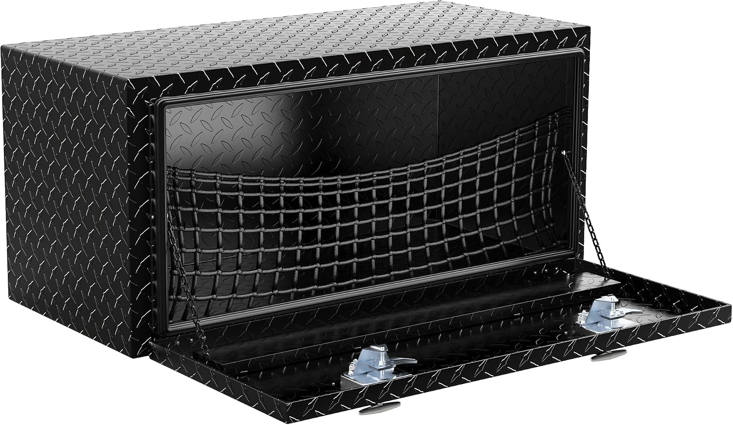 AUTOSAVER88 36 Inch Underbody Tool Box, Heavy Duty Aluminum Diamond Plate Toolbox Chest Storage Organizer, Waterproof Chest Storage Box with Lock for Trucks, Trailers, RVs, Warehouses, Black