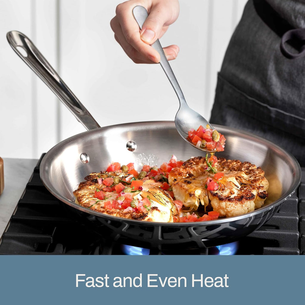 All-Clad D3® Stainless Steel 10 and 12 inch Frying Pans Set - Made in the USA- The Original Bonded Professional Cookware- Oven Safe & Induction Compatible