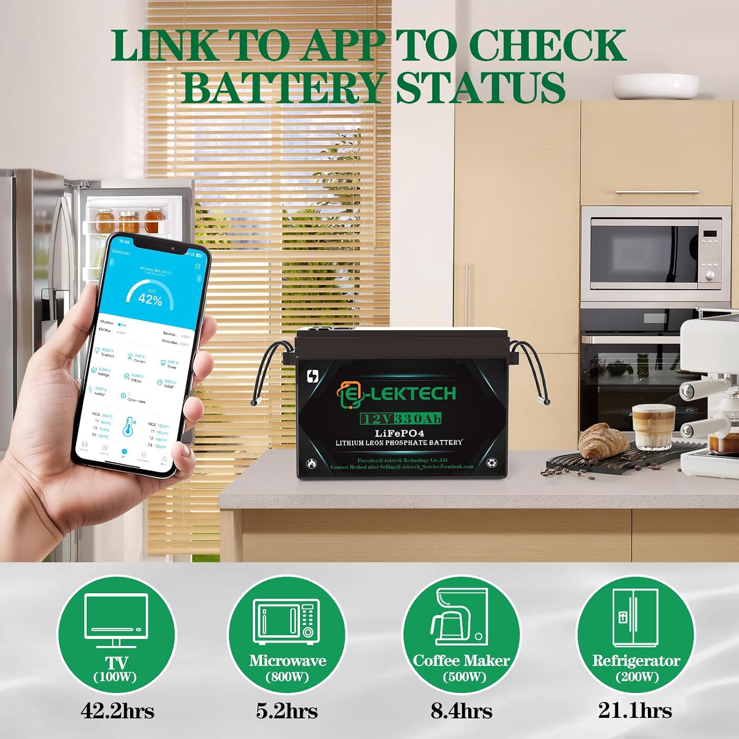 12V 330Ah LiFePO4 Lithium Battery Built-in 200A BMS Rechargeable Mini LiFePO4 Battery Up to 10000 Cycle Lithium Battery, 10-Year Lifespan, Perfect for RV, Solar, Marine, Home Energy Storage