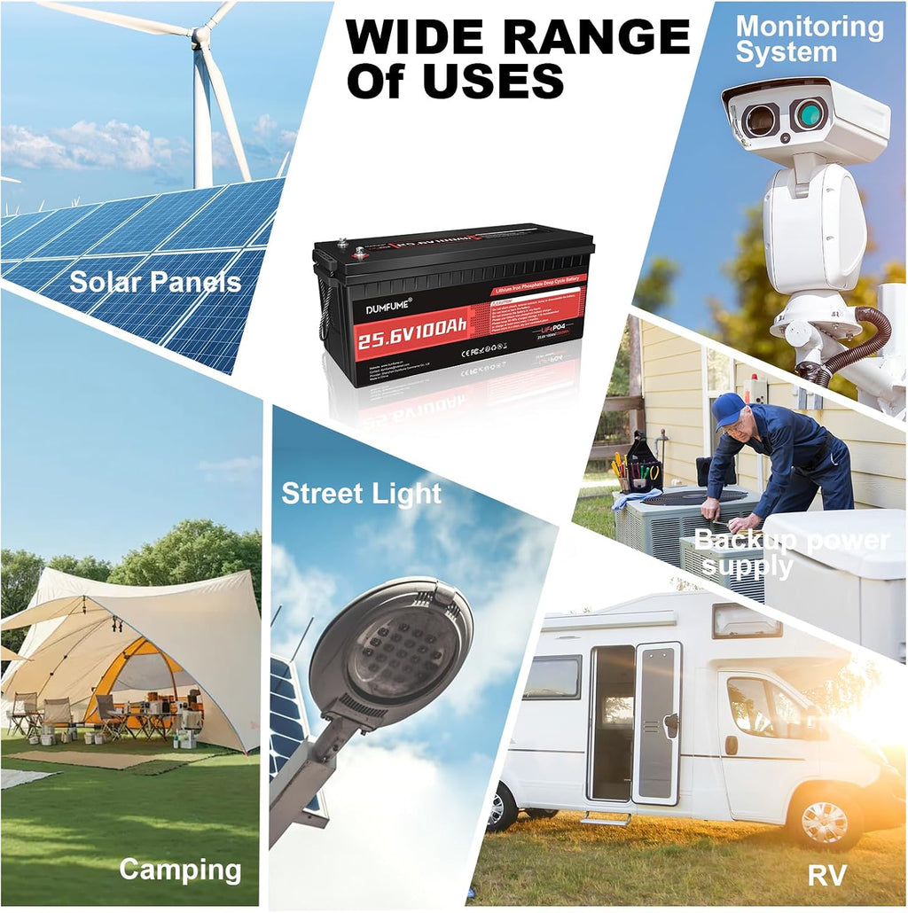 2 Pack 24V 100Ah LiFePO4 Lithium Battery, Built-in 100A BMS, 2560W Power Output, Up to 15000 Cycles, Ideal for RV, and Solar Off-Grid Systems