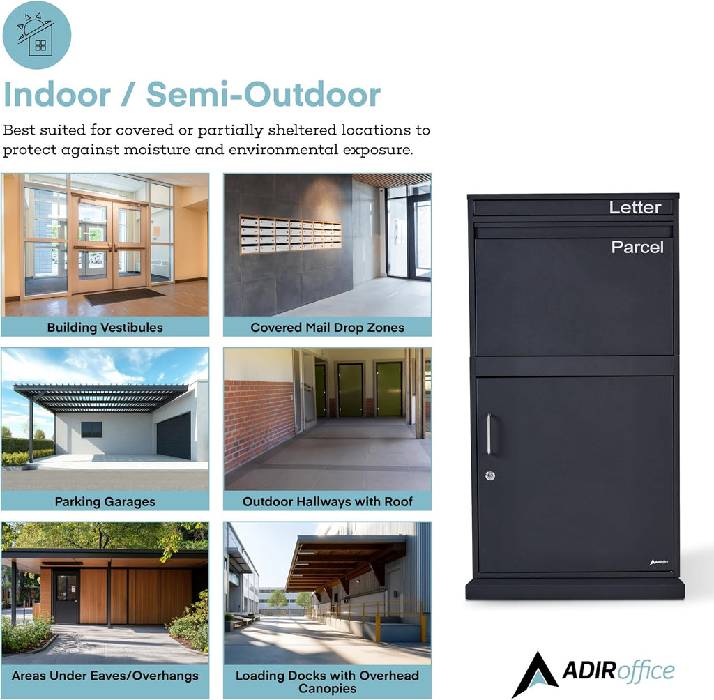 AdirOffice Mailbox - Drop Box with Lock and Keys- Mailbox and Cash Drop Box for House, Apartments and Businesses After Hours Deposits - Outdoor Package Delivery Box - Anti-Theft Resistant