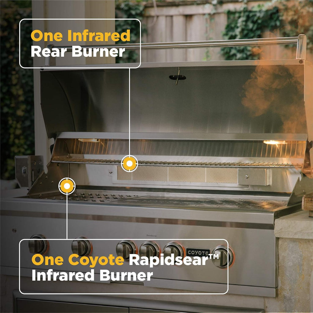 Coyote S-Series Propane Gas Grill, 42-in. 4-Burner Built-in Grill with RapidSear Infrared Burner & Rotisserie - C2SL42LP