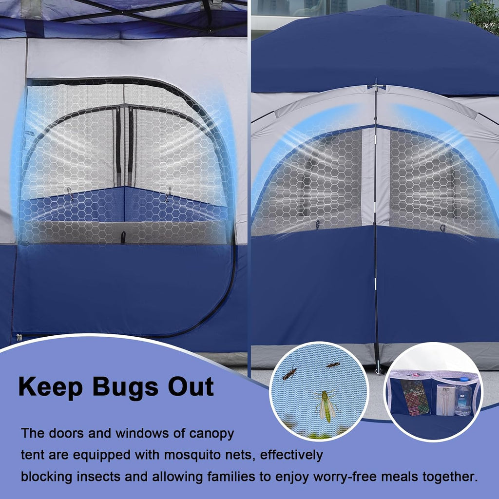 KAMPKEEPER Canopy Side Tent,4-6 Person Camping Cube Tent for 10x10 Pop Up Canopies,Easy Up Gazebo with Window,Compatible with 10' Wide Canopy Tents