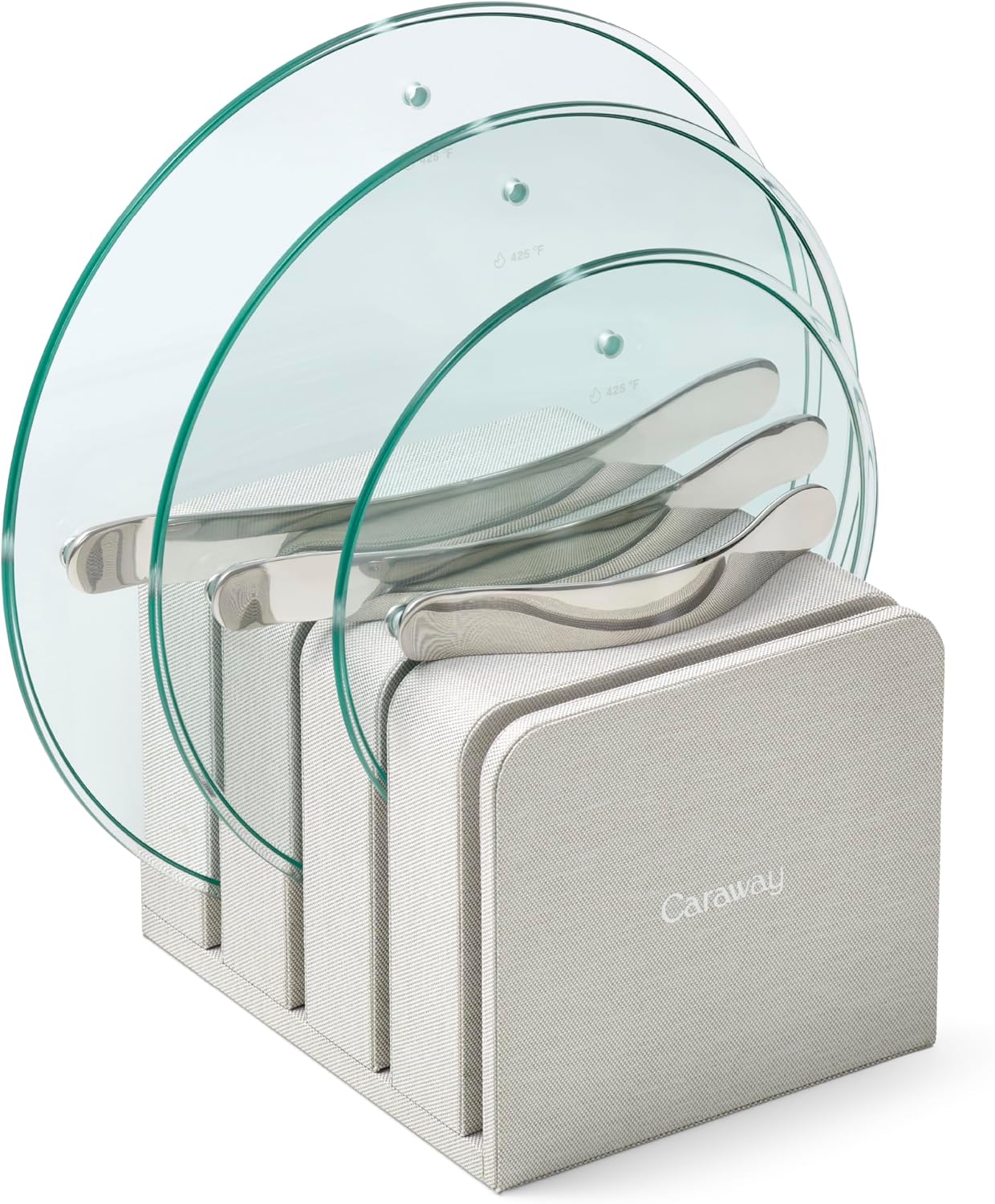 Caraway Glass Lids Set for Pots and Pans - Made With Tempered Glass - Sized to Fit Caraway Ceramic-Coated & Stainless Steel Cookware - Includes 3 Sizes - 8', 10.5', & 11.8'