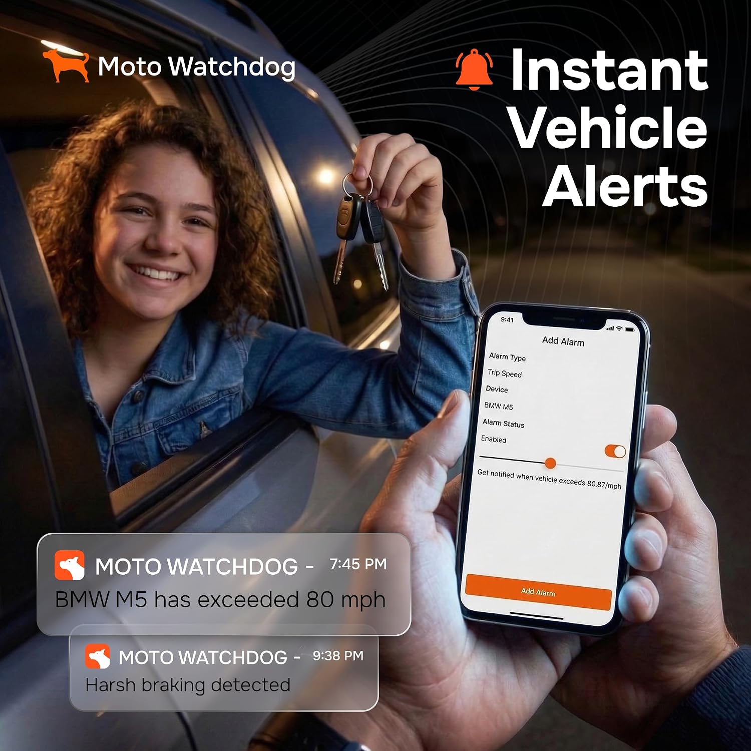 GPS Tracker for Vehicles, No Monthly Fee, No Subscription with Real-Time Location, Mileage Tracking, Speeding Monitoring, Route History, Geofence, OBD, Fleets & Families, USA, Moto Watchdog