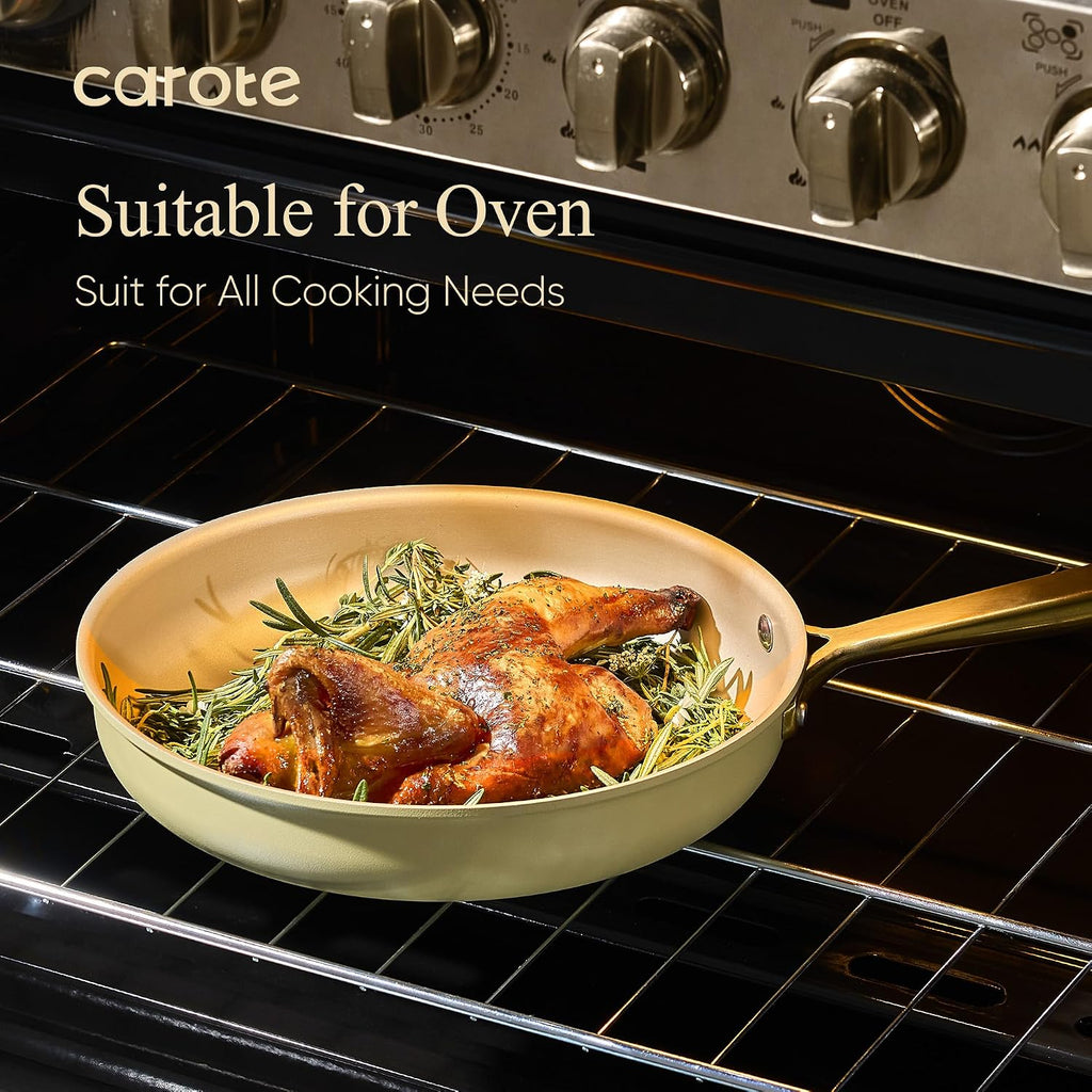 CAROTE 19Pcs Pots and Pans Set, Non Stick Induction Cookware Sets with Durable Cast Steel Handle, Oven-Safe Pots and Pans with Cooking Utensils, PFOS/PFOA Free, Dishwasher Safe, Aluminum