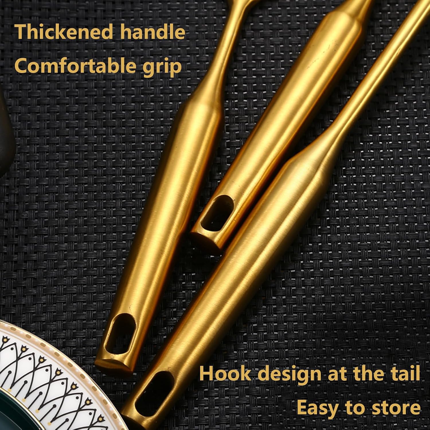 304 Stainless Steel Cooking SILS Set Kitchenware Set Dishwasher Safe with SIL Storage Bucket 6 Pcs Gold Kitchen SILS Set Non Toxic Non Stick Non-SLI，Gold