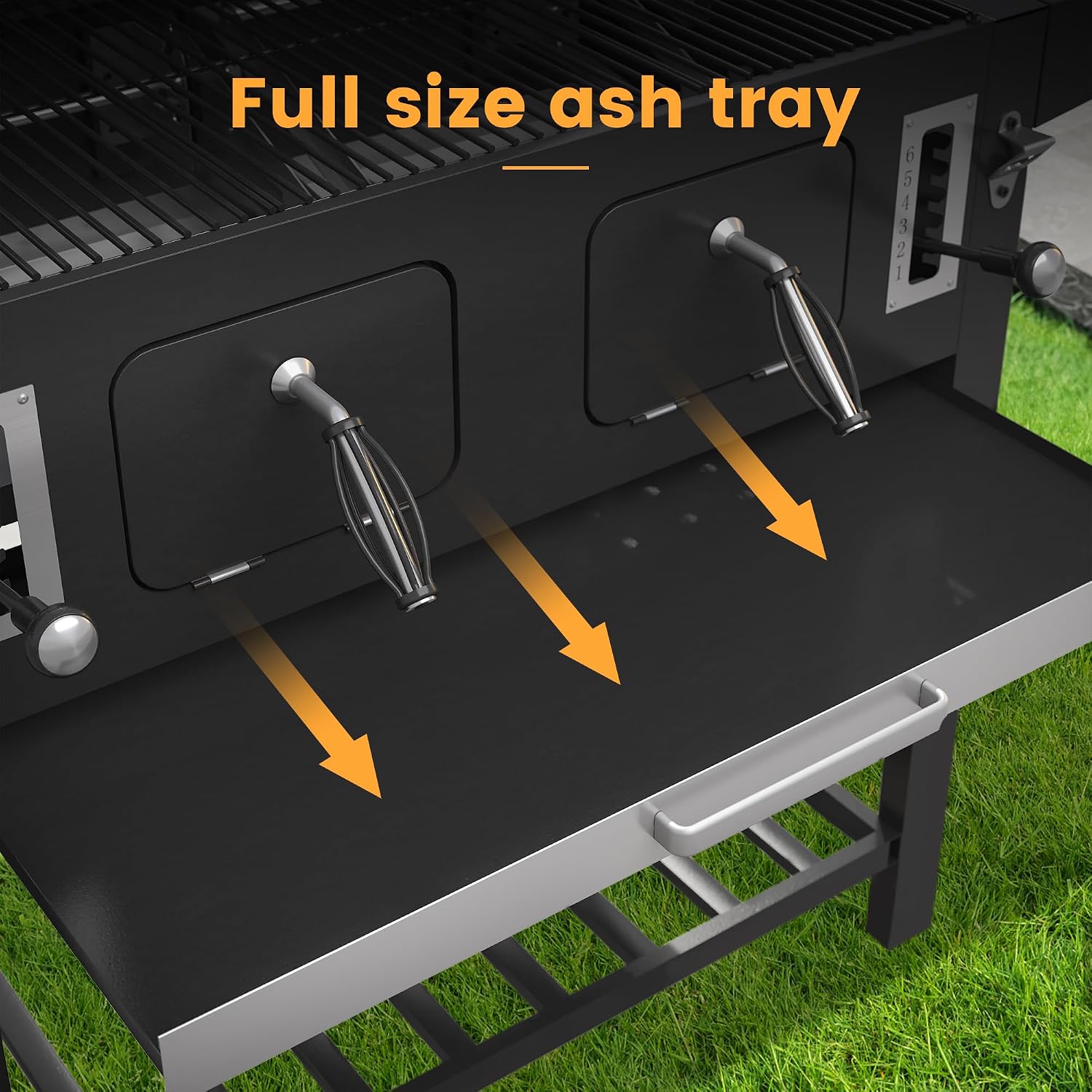 VICLLAX Extra-Large Premium Charcoal Grill - Smoker Grill with 600 sq in Cooking Space, Dual Adjustable Trays & Foldable Side Tables, Enamel-Coated Grills for Professional BBQ Experience