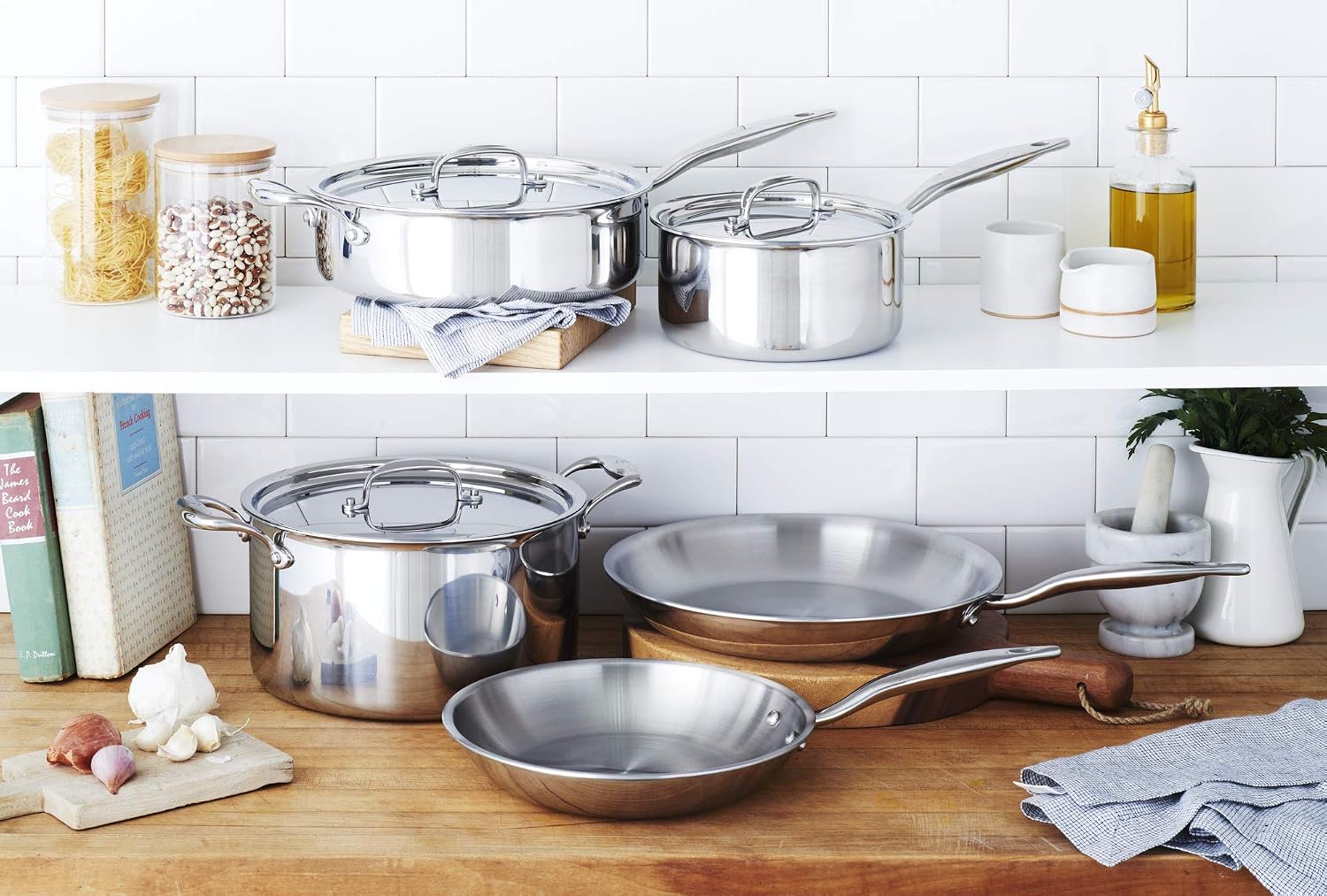 Heritage Steel 8 Piece Core Cookware Set | Made in USA | Titanium Series 316Ti Stainless Steel with 5-Ply Construction | Induction-Ready and Fully Clad