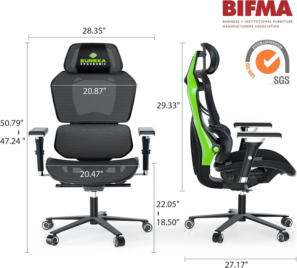EUREKA ERGONOMIC Typhon Gaming Chair GC05, Gamer Chair with Lumbar Support, Breathable Ergonomic Gaming Chairs with 4D Armrests, High Back Gaming Chairs for Adults, Green