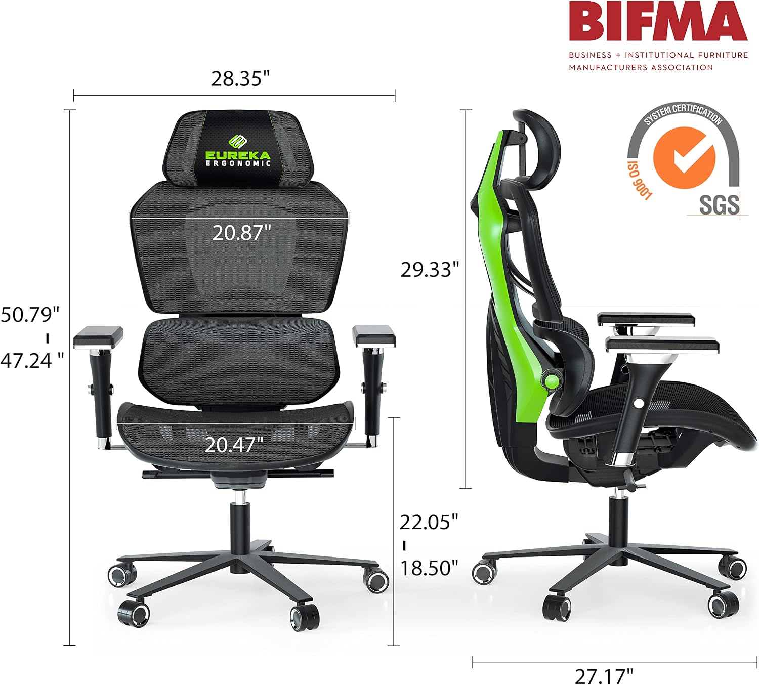 EUREKA ERGONOMIC Typhon Gaming Chair GC05, Gamer Chair with Lumbar Support, Breathable Ergonomic Gaming Chairs with 4D Armrests, High Back Gaming Chairs for Adults, Green