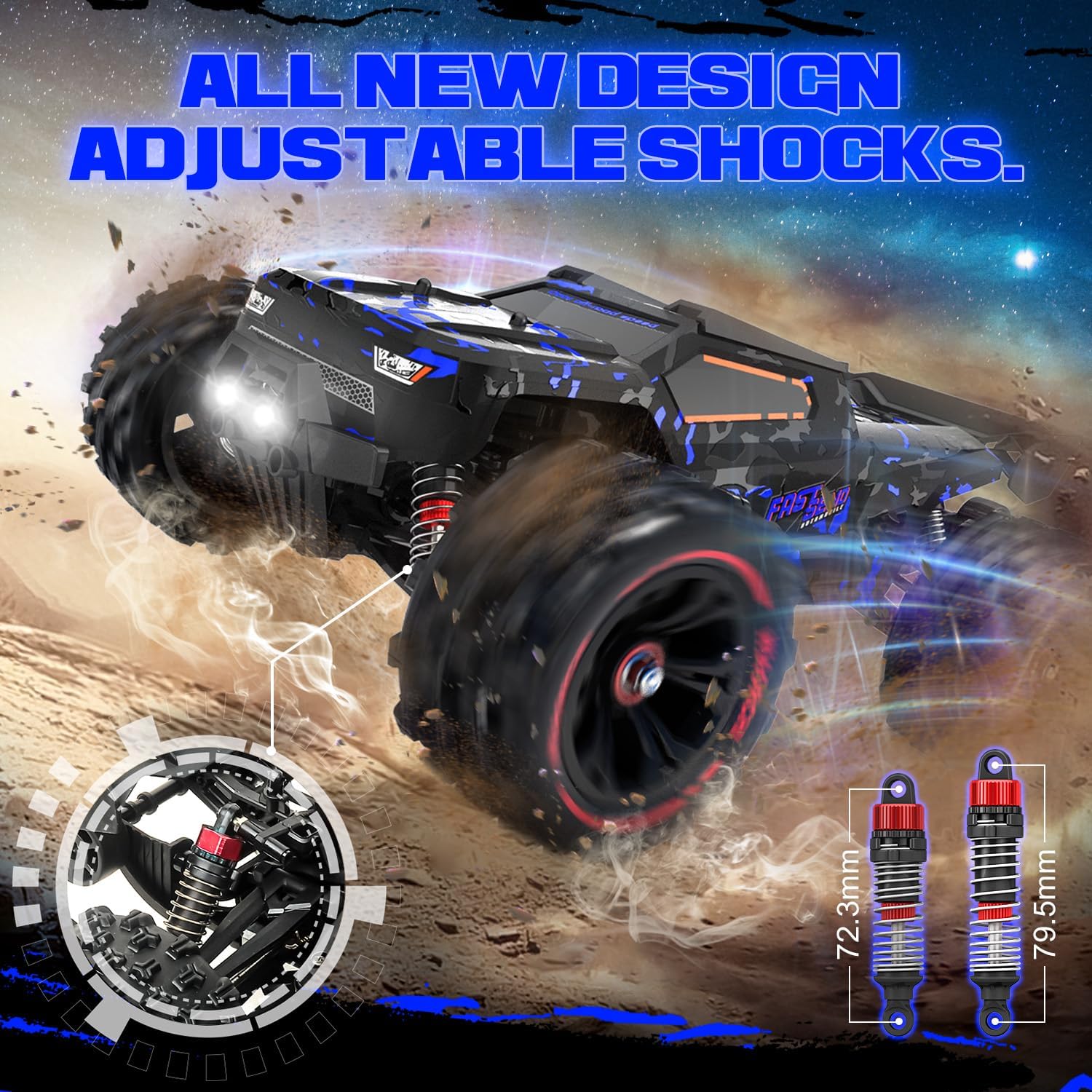 1:14 Scale RC Cars for Adults, 60KPH High Speed RC Truggy, 4X4 Off-Road Remote Control Truck, Waterproof Electric Car with 2S Battery, All Terrain RC Vehicle for Snow, Sand, Beach & Rocky Surfaces