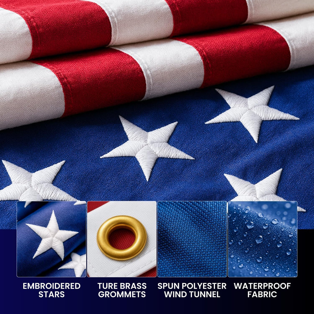 20FT Heavy Duty Flag Pole for Outside House, 100MPH Wind Rated 12 Gauge Extra Thick Aluminum Flagpole Kit, Black Eagle Topper & Solar Light, All-Weather Yard Display with Ground Sleeve, 3x5 USA Flag (Black, 20 FT with Light)