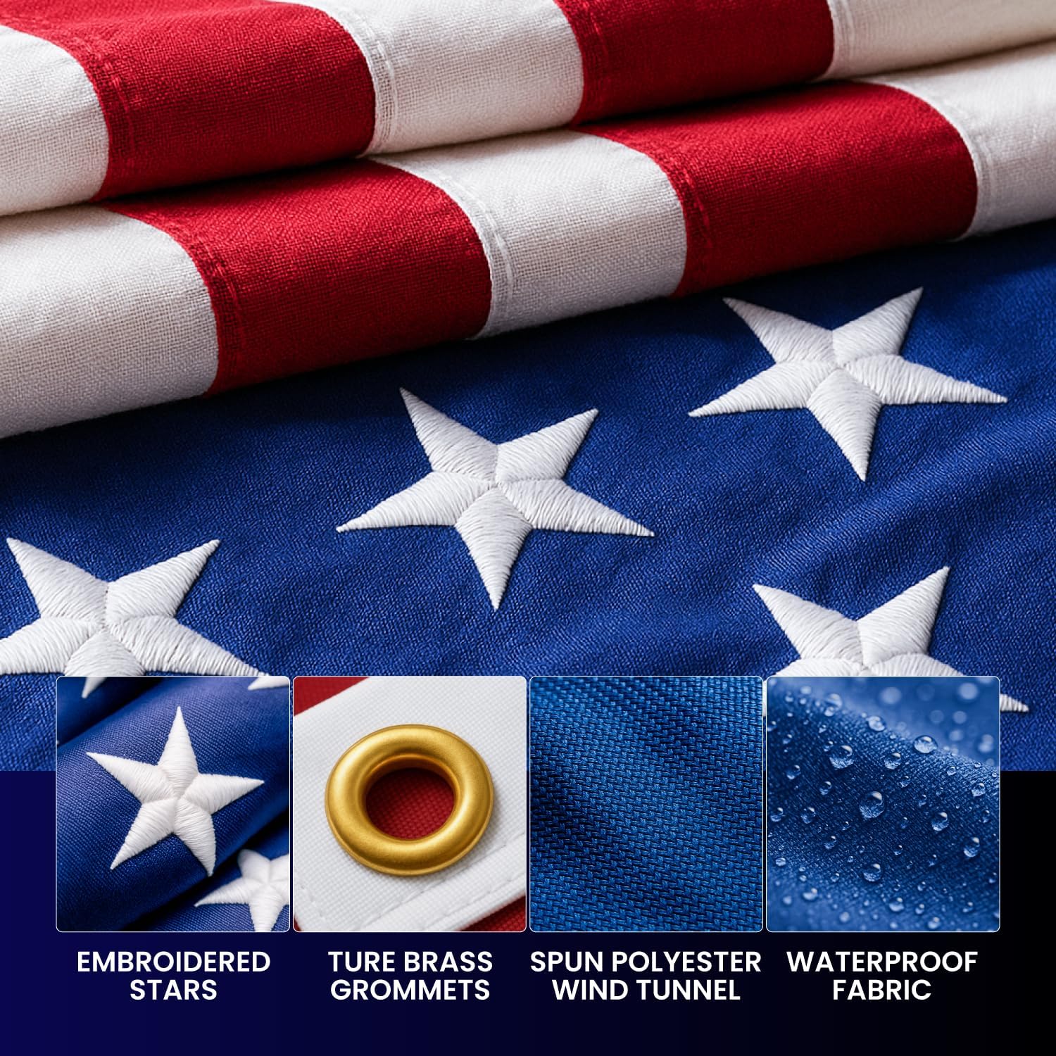 20FT Heavy Duty Flag Pole for Outside House, 100MPH Wind Rated 12 Gauge Extra Thick Aluminum Flagpole Kit, Black Eagle Topper & Solar Light, All-Weather Yard Display with Ground Sleeve, 3x5 USA Flag (Black, 20 FT with Light)