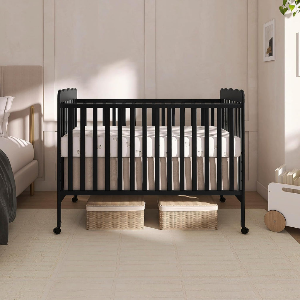 Dream On Me Carson Classic 3-in-1 Convertible Full-Size Baby Crib in Black, GreenGuard Gold & BSA, 4 Mattress Heights, Converts to Day & Toddler Bed, Locking Wheels, Classic Nursery Design