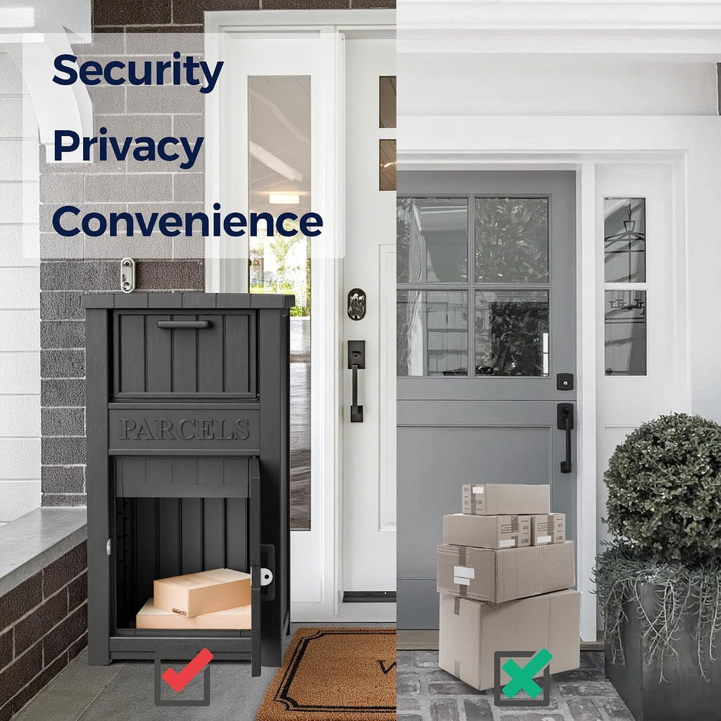 Outdoor Package Delivery Boxes, Lockable Anti-Theft Waterproof Delivery Boxes for Outdoor Use, Package Drop Box for for Porch, Curbside, House Storage, Black