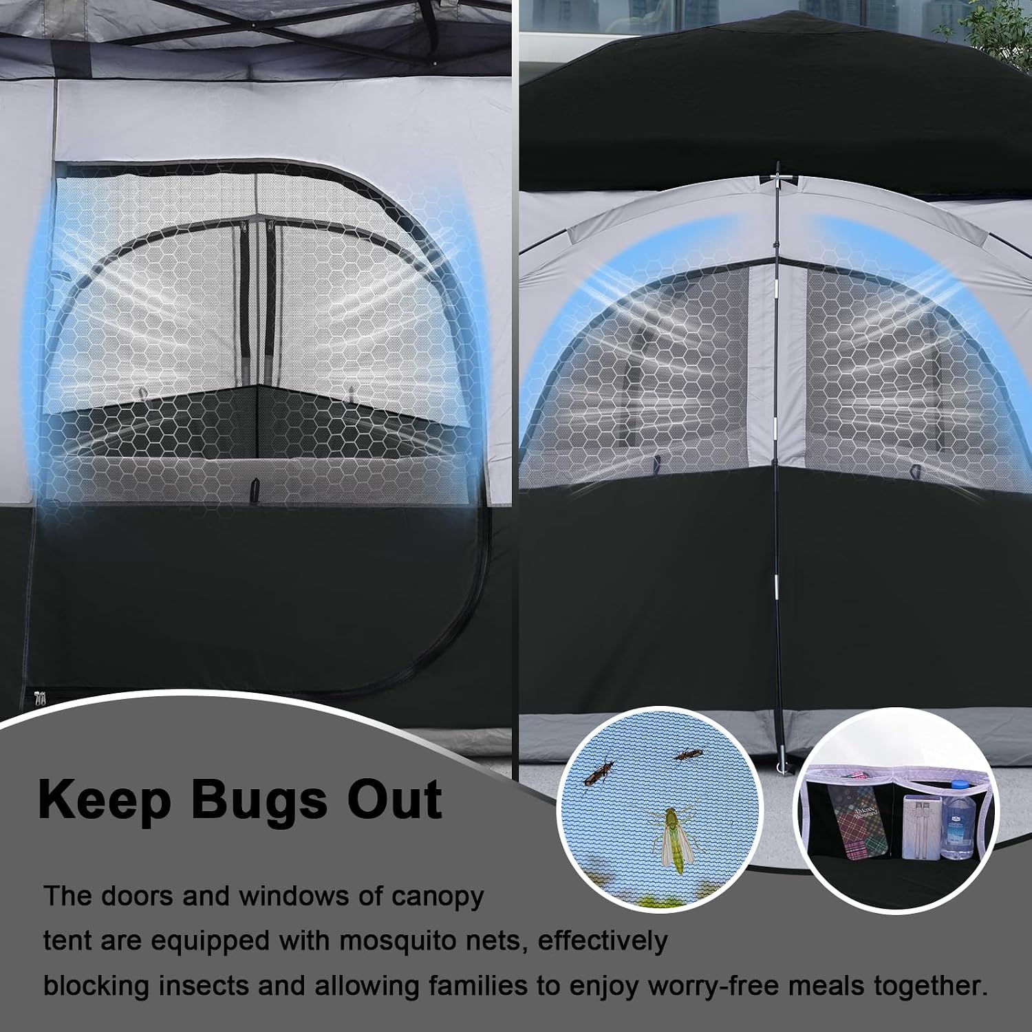 KAMPKEEPER Canopy Side Tent,4-6 Person Camping Cube Tent for 10x10 Pop Up Canopies,Easy Up Gazebo with Window,Compatible with 10' Wide Canopy Tents