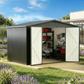 8 X 8 FT Metal Outdoor Storage Shed, Waterproof Garden Utility Shed with Lockable Door, All-Weather Storage Shelter for Bikes,Tool for Patio Lawn Backyard Garden Black