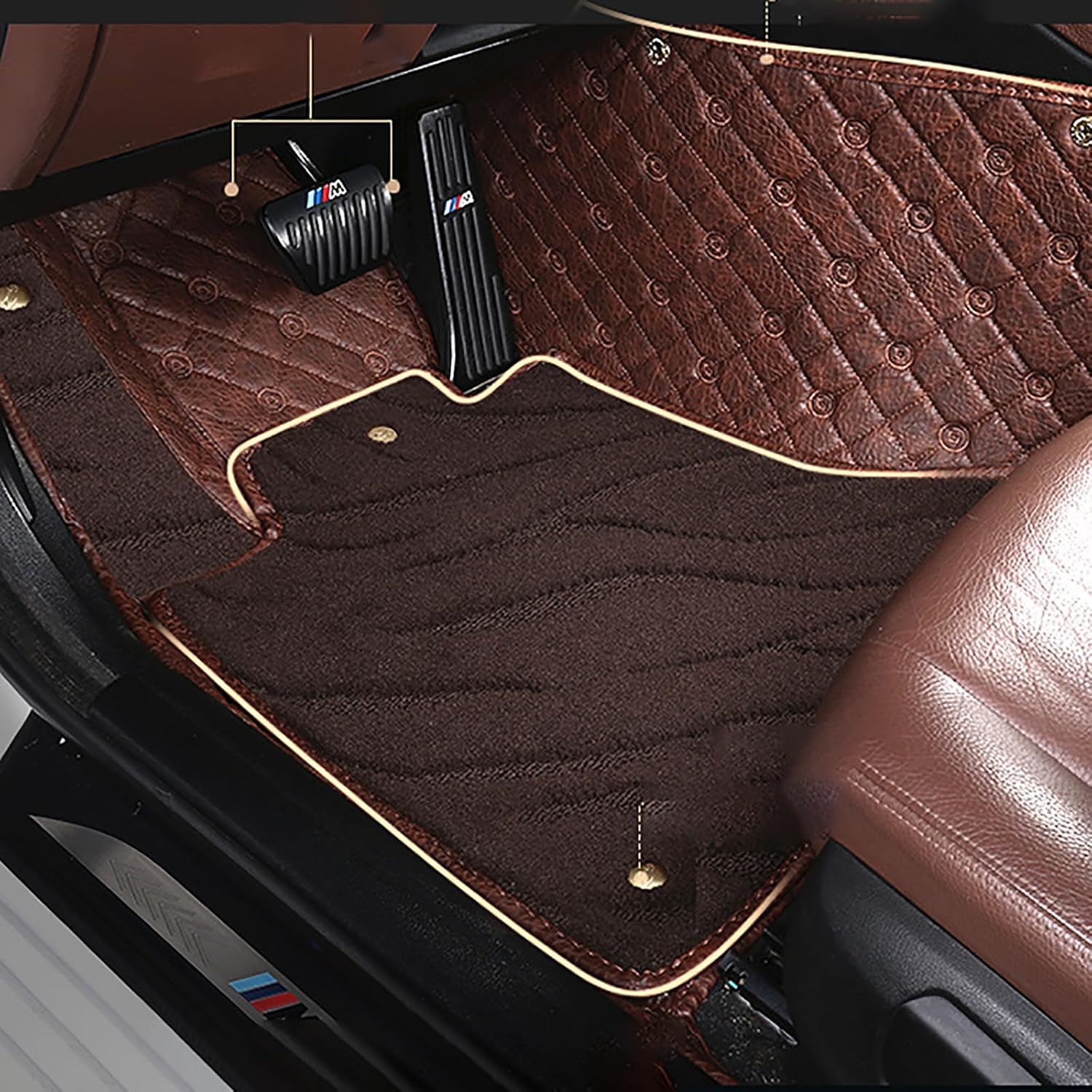 Custom Car Leather Floor Mats for Jeep Avenger SUV 2023, Full Coverage Front Rear Floor Liners Protector Carpet Pads Waterproof Non Slip All Weather Protection Interior Accessories,E/Beige