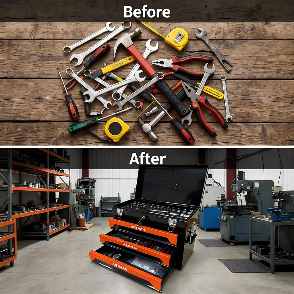 tool box with tools, tool set mechanics kit, 439 piece tool set, socket wrench set, mechanic tool set, heavy duty tool box, home tool kit, automotive tools, DIY tool set (439pcs-orange)