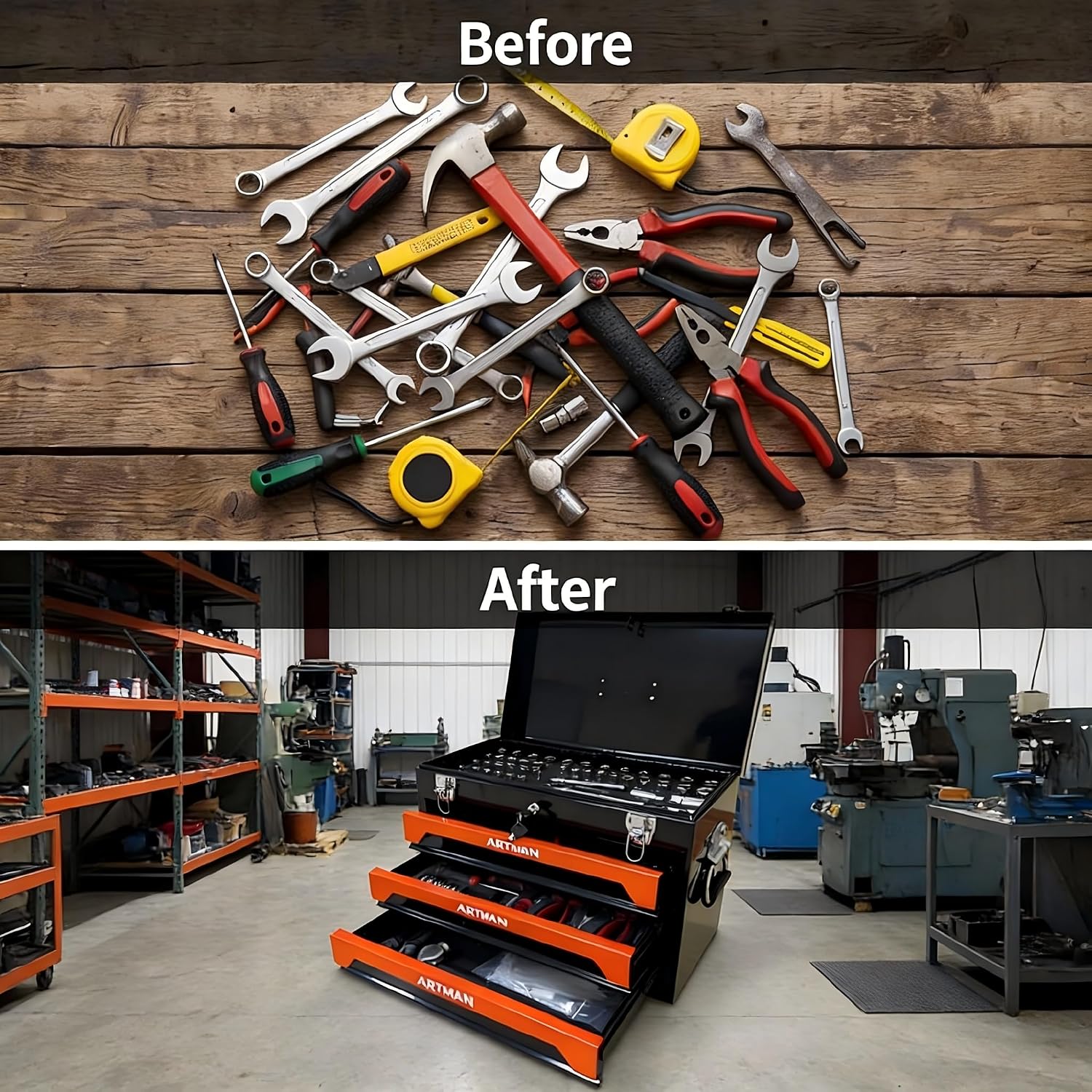 tool box with tools, tool set mechanics kit, 439 piece tool set, socket wrench set, mechanic tool set, heavy duty tool box, home tool kit, automotive tools, DIY tool set (439pcs-orange)