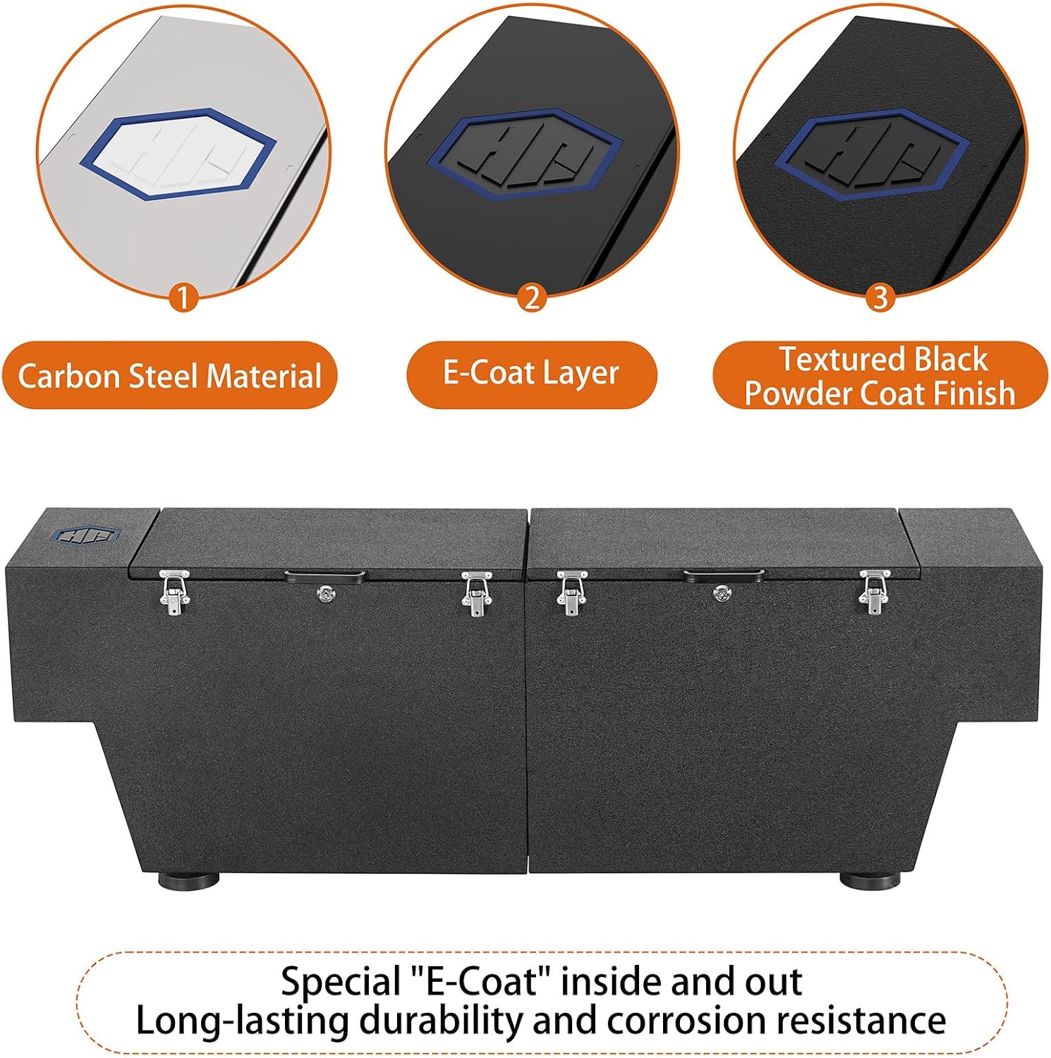 Hooke Road Tacoma Bed Tool Box Lockable Cargo Storage for Toyota Tacoma 5' and 6' Bed, Chevy Colorado & GMC Canyon 5'2' Truck, Solid Steel Waterproof Security Toolbox with Lock Keys