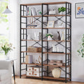 HOMISSUE Bookshelf, Industrial Double Wide 7-Tier Bookshelves, 84' Tall Bookcase with Open Shelves, Heavy Duty Bookcases with Storage for Living Room Home Office, Rustic Brown