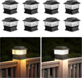 8 Pack Fence Post Solar Lights Outdoor, 3 Modes 4x4 3.5x3.5 4.5x4.5 Or 5.5x5.5 Post Cap Lights - 50 Lumen LED Deck Patio Garden Yard Mailbox Decoration Waterproof, Black