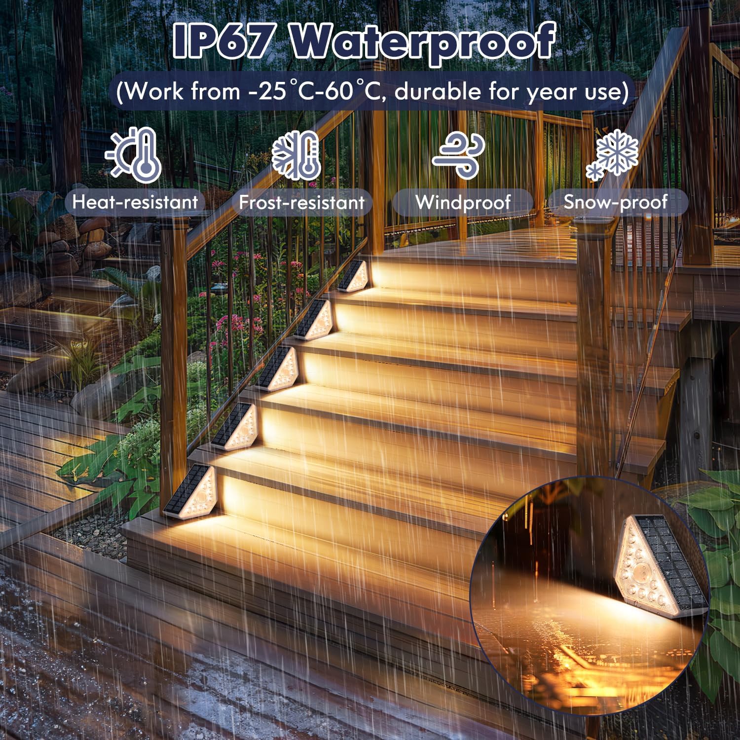 Kondras Motion Sensor Solar Step Lights for Outside, 24-Pack Outdoor Stair Lights Waterproof IP67, Solar Powered LED Outdoor Step Lights Decor for Yard Garden Porch Patio Pathway Deck, Warm White