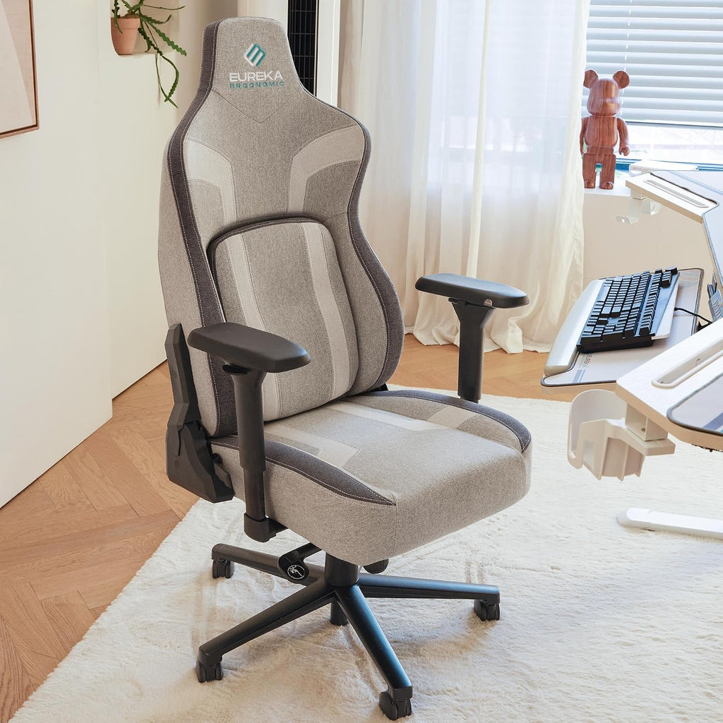 EUREKA ERGONOMIC Gaming Chair GC08, Computer Gamer Chair with Lumbar Support, Ergonomic Gamer Chairs with 4.3in Thicken Seat Cushion, Racing Style Gaming Chairs for Adults, Grey