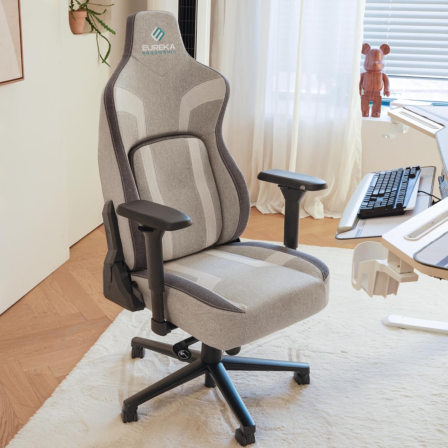 EUREKA ERGONOMIC Gaming Chair GC08, Computer Gamer Chair with Lumbar Support, Ergonomic Gamer Chairs with 4.3in Thicken Seat Cushion, Racing Style Gaming Chairs for Adults, Grey