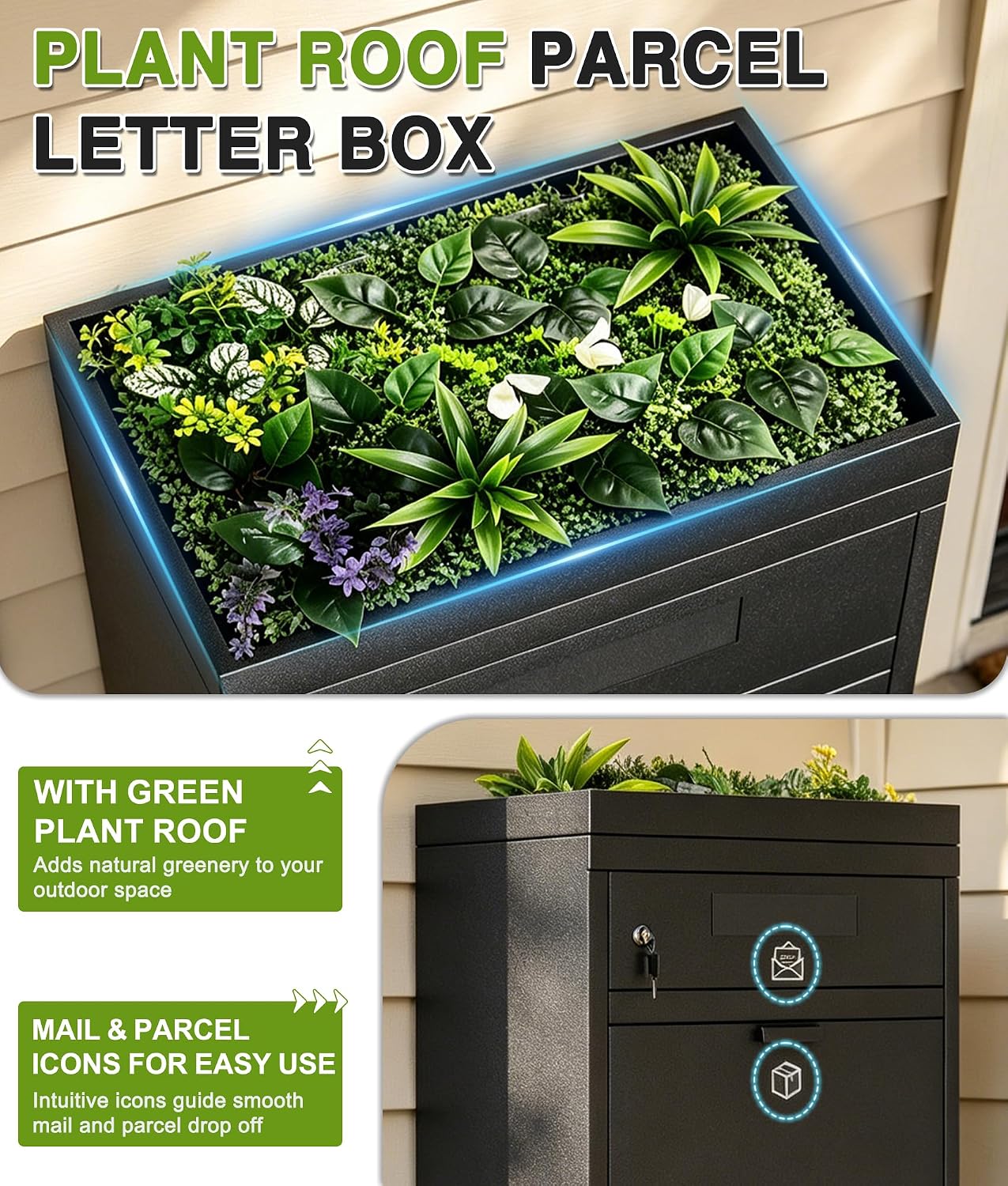 45.3IN Package Delivery Boxes for Outside, Ultra Large Mailbox for Parcel, Automobile Steel Parcel Mailbox, Waterproof Anti-Theft Parcel Drop Box for Home and Business