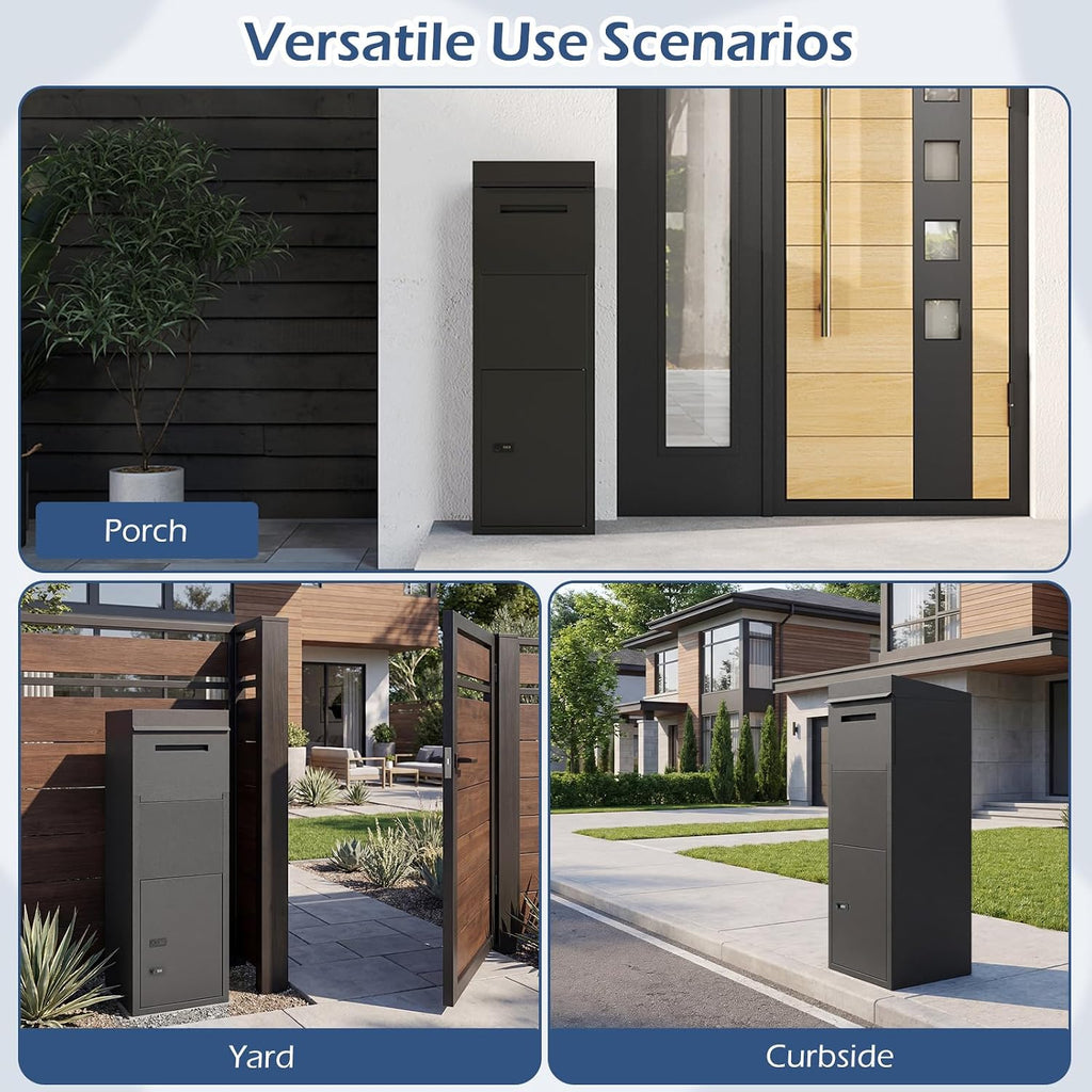 Goplus Package Delivery Boexes for Outside, 14' x 12' x 43.5' Galvanized Steel Parcel Drop Boxes with Lock, Anti-Theft Design, Package Mailbox for Home, Office, Yard, Curbside (14' x 12' x 43.5')