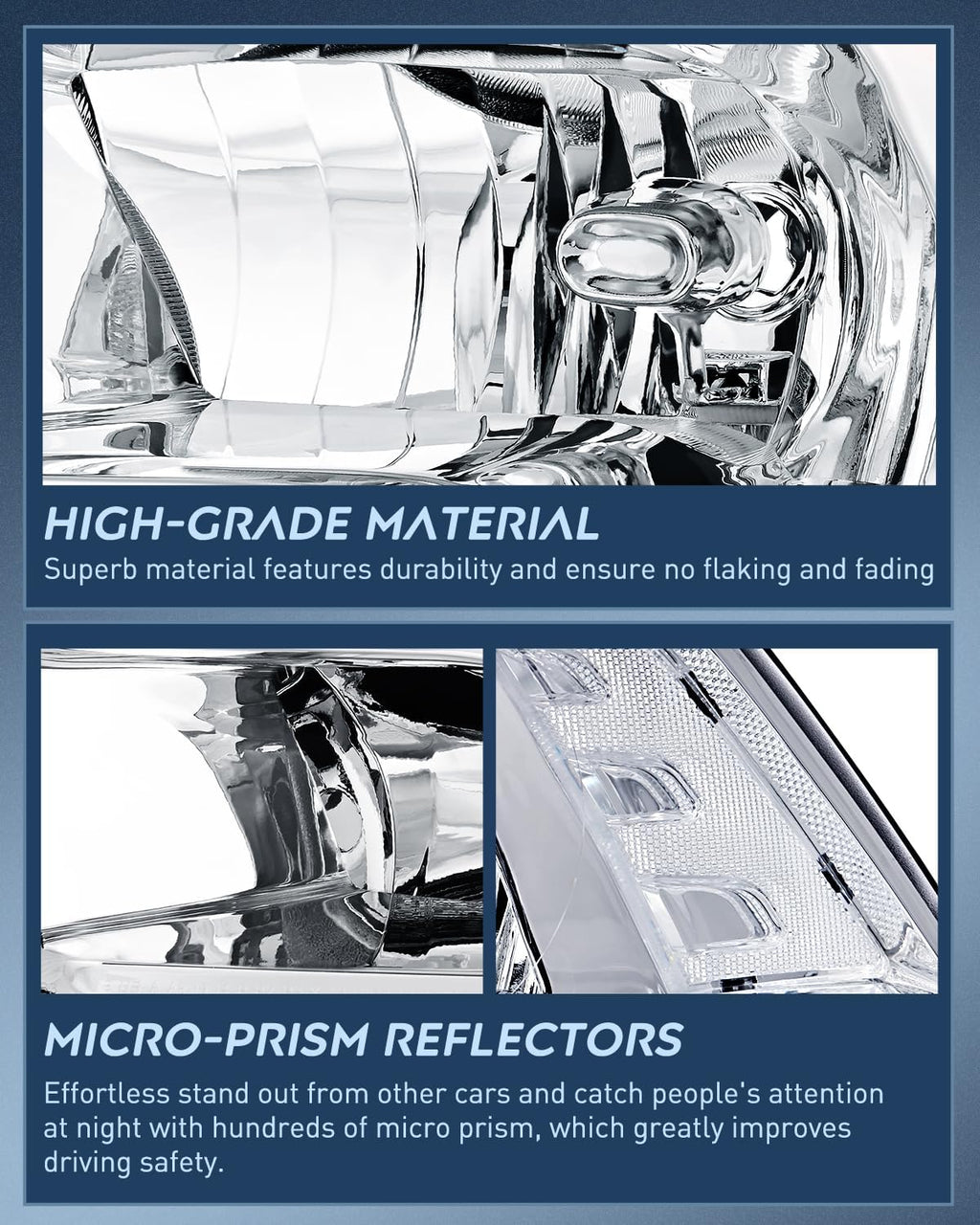 Nilight Headlight Assembly 2009 2010 2011 2012 2013 2014 2015 2016 2017 2018 Ram 1500 2500 3500 Pickup Quad Headlamp Assembly Replacement Chrome Housing Clear Corner Clear Lens,(Only for Quad Models)