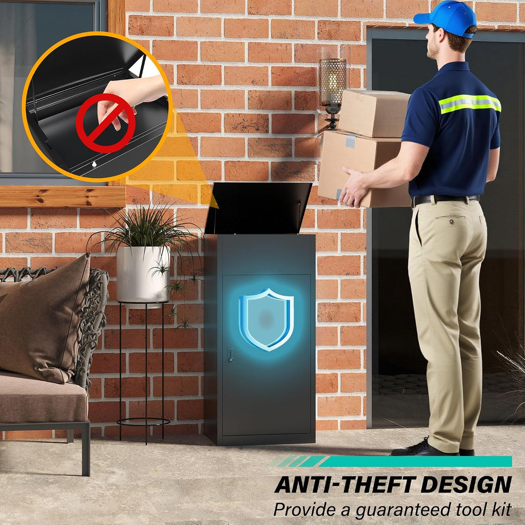 Large Package Delivery Box for Outside with Combination Lock,Parcel Drop Boxes Secure Storage, Anti-Theft Steel Parcel Box, Package Delivery Boxs for Home,Porch, Fence,Curbside (41.3'H)