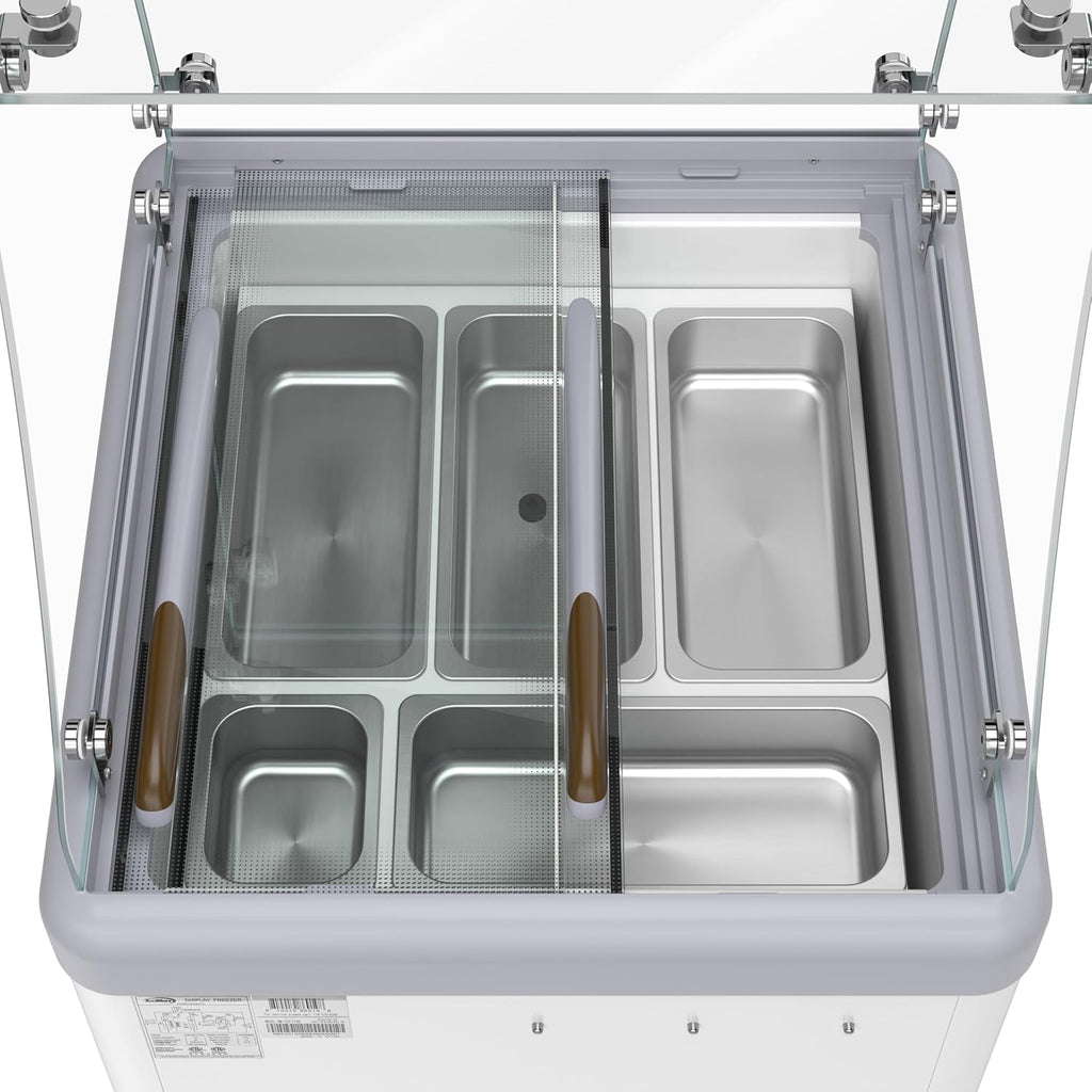 KoolMore 26 in. 5-Pan Gelato Dipping Cabinet Display Freezer with Sliding Glass Door and Sneeze Guard, 6 cu. ft. ETL Listed (KM-GDC-26SD-FG)