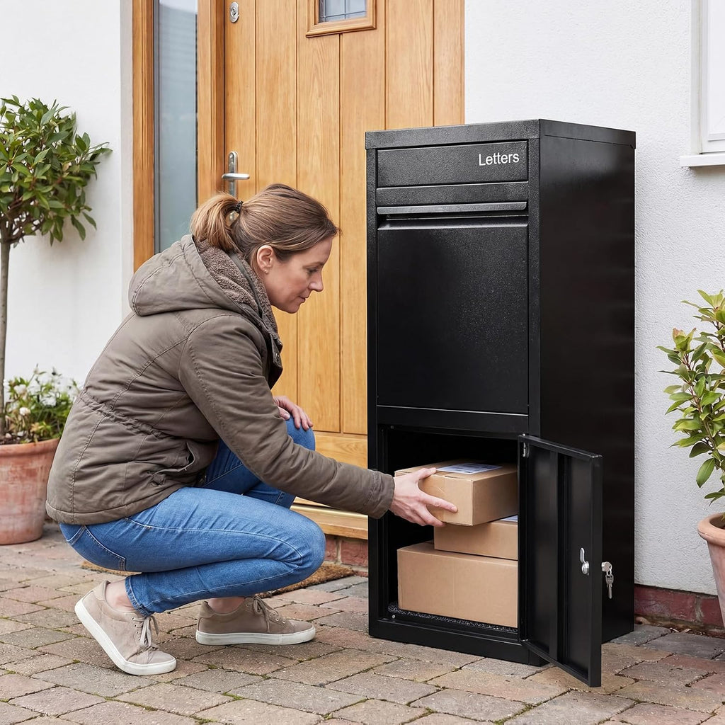 Goplus Package Delivery Boexes for Outside, 16' x 15' x 40.5' Galvanized Steel Parcel Drop Boxes with Lock, Anti-Theft Design, Package Mailbox for Home, Office, Yard, Curbside (16' x 15' x 40.5')