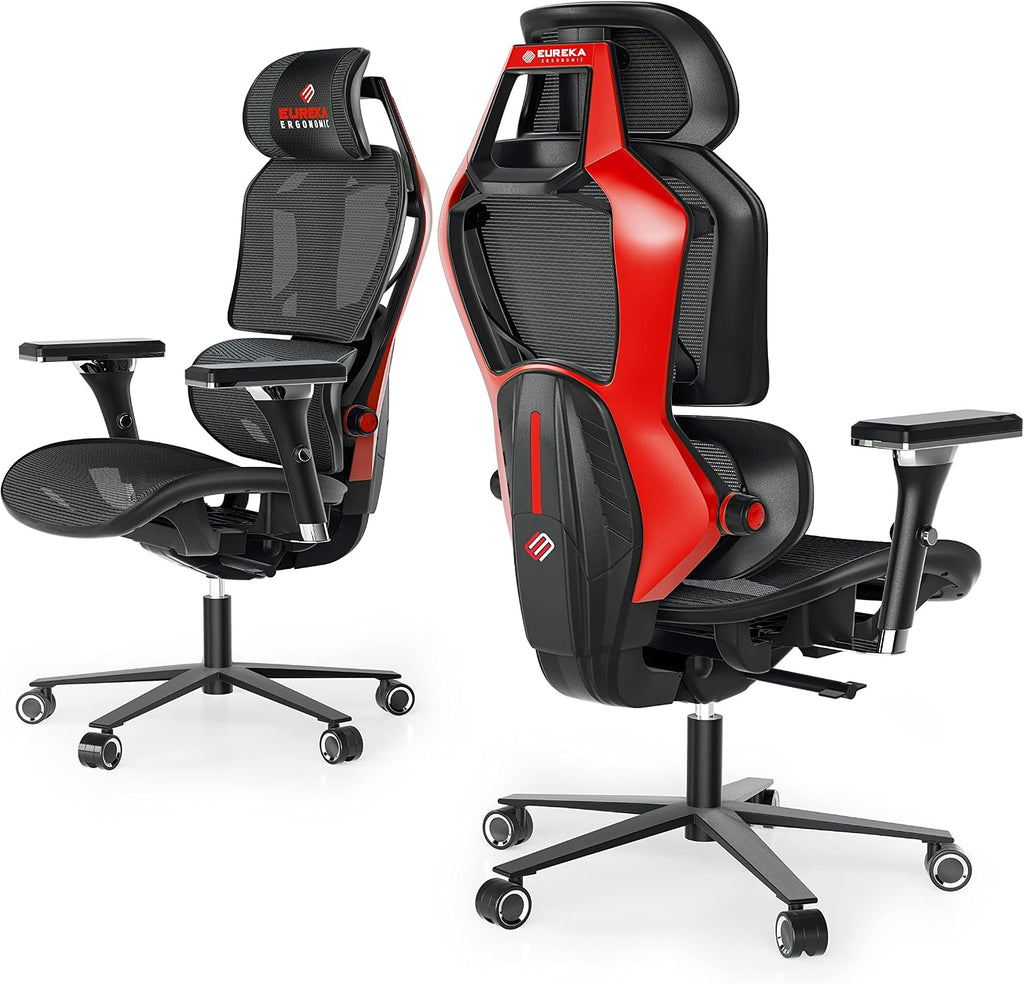 EUREKA ERGONOMIC Gaming Chairs for Adults GC05, Gamer Chair with Lumbar Support, Gaming Chair with 4D Armrests, Ergonomic Gaming Chairs with Adjustable Headrest, Red