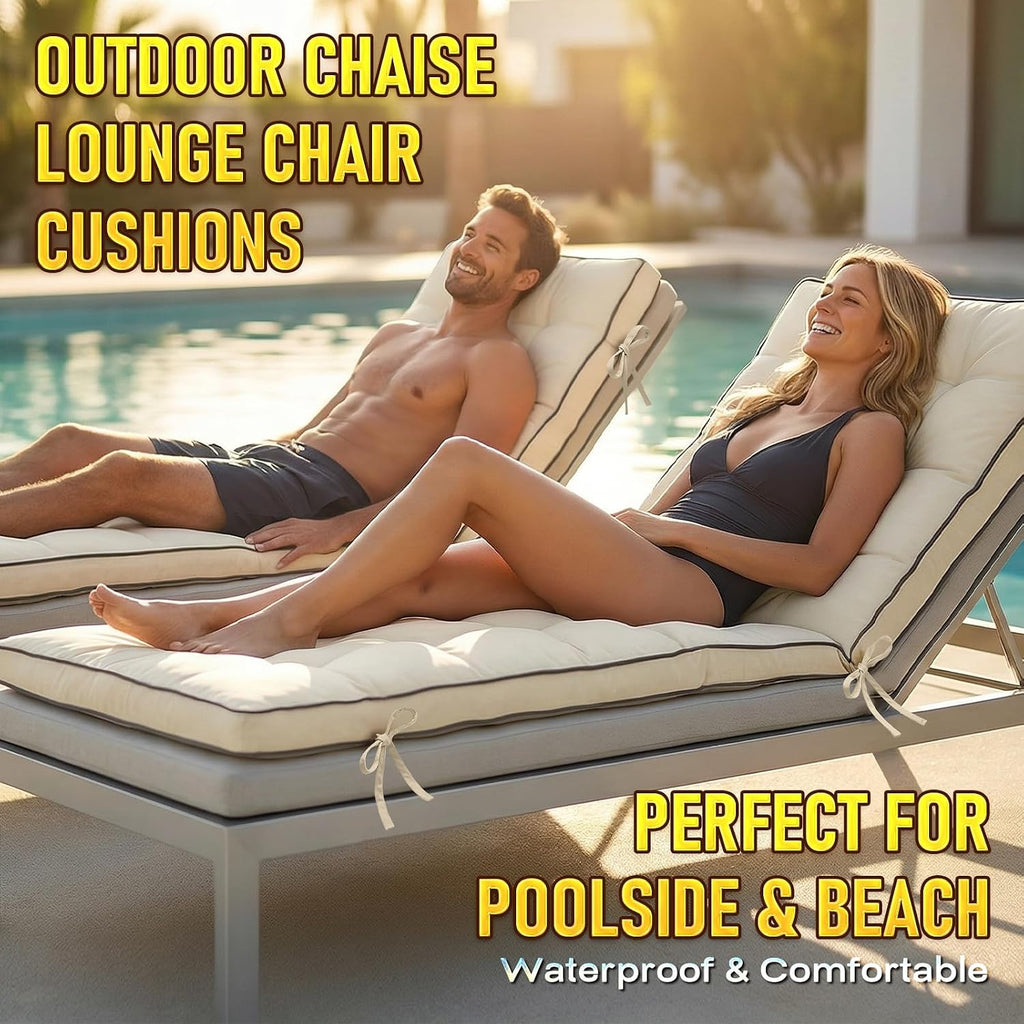 2 Pack 80x26 Inch Folding Chaise Lounge Cushion Quick Dry - Outdoor Sun Lounger Seat Pad with Shredded Foam for Patio Furniture, Deck Chairs, Poolside (RED, 80 INCH × 26 INCH- 2 Pack)